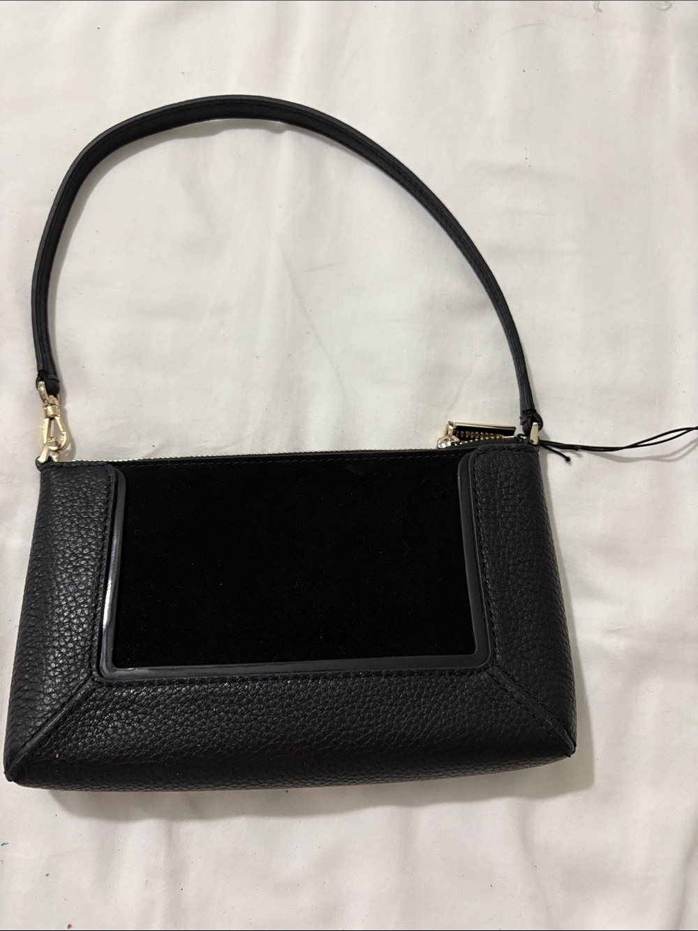 kate spade Black Pebble & Patent Leather Shoulder Bag 8.5” x 5” - Picture 2 of 2